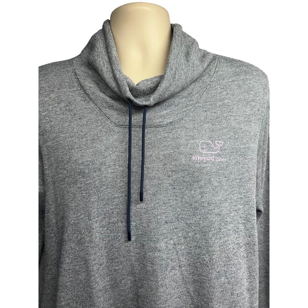 Vineyard Vines Womens Gray Knit Shep Pullover Shirt Large Pockets Funnel Neck - Picture 5 of 8